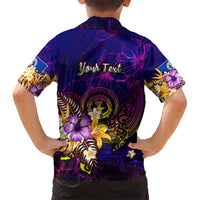 Northern Mariana Islands Kid Hawaiian Shirt Whale Hibiscus Polynesian