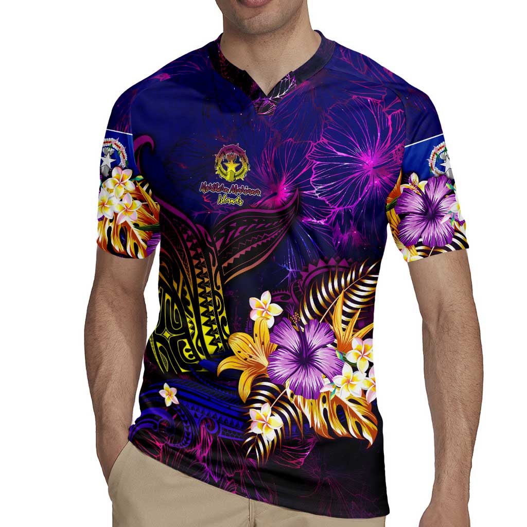 Northern Mariana Islands Rugby Jersey Whale Hibiscus Polynesian DT02 - Polynesian Pride
