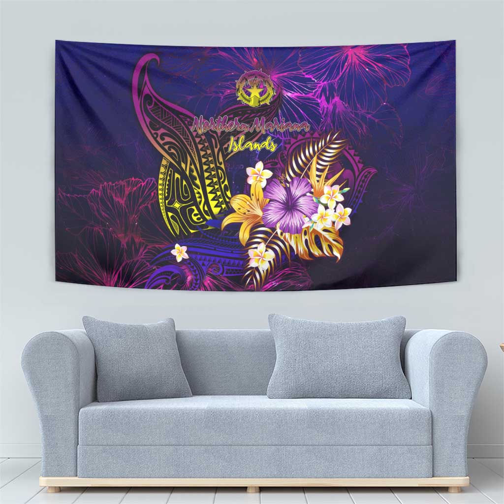 Northern Mariana Islands Tapestry Whale Hibiscus Polynesian
