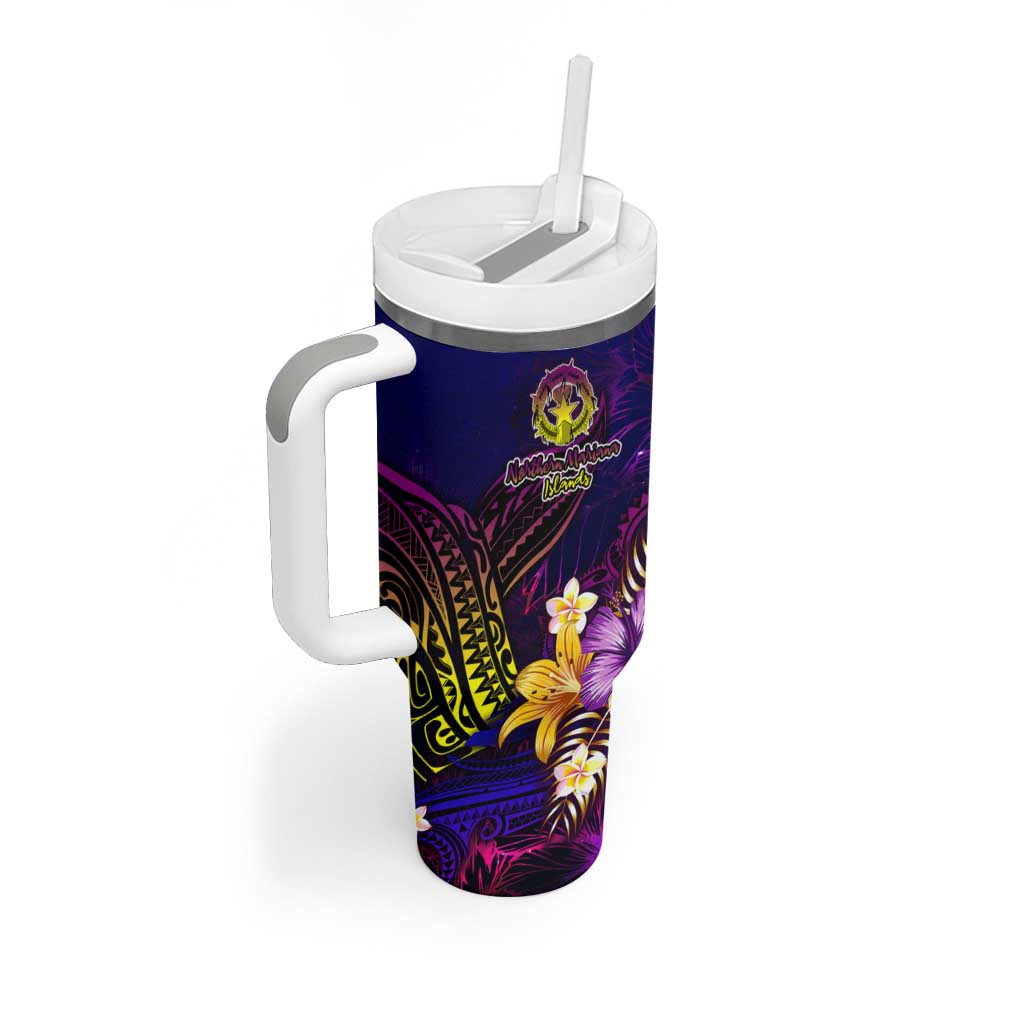 Northern Mariana Islands Tumbler With Handle Whale Hibiscus Polynesian DT02 - Polynesian Pride