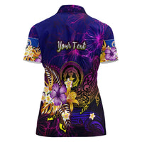 Northern Mariana Islands Women Polo Shirt Whale Hibiscus Polynesian