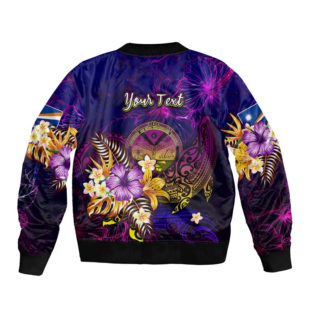 Marshall Islands Bomber Jacket Whale Hibiscus Polynesian