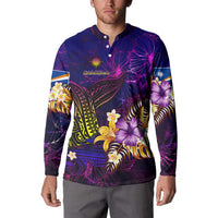 Marshall Islands Button Sweatshirt Whale Hibiscus Polynesian DT02 - Polynesian Pride