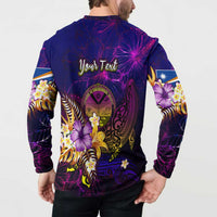 Marshall Islands Button Sweatshirt Whale Hibiscus Polynesian DT02 - Polynesian Pride