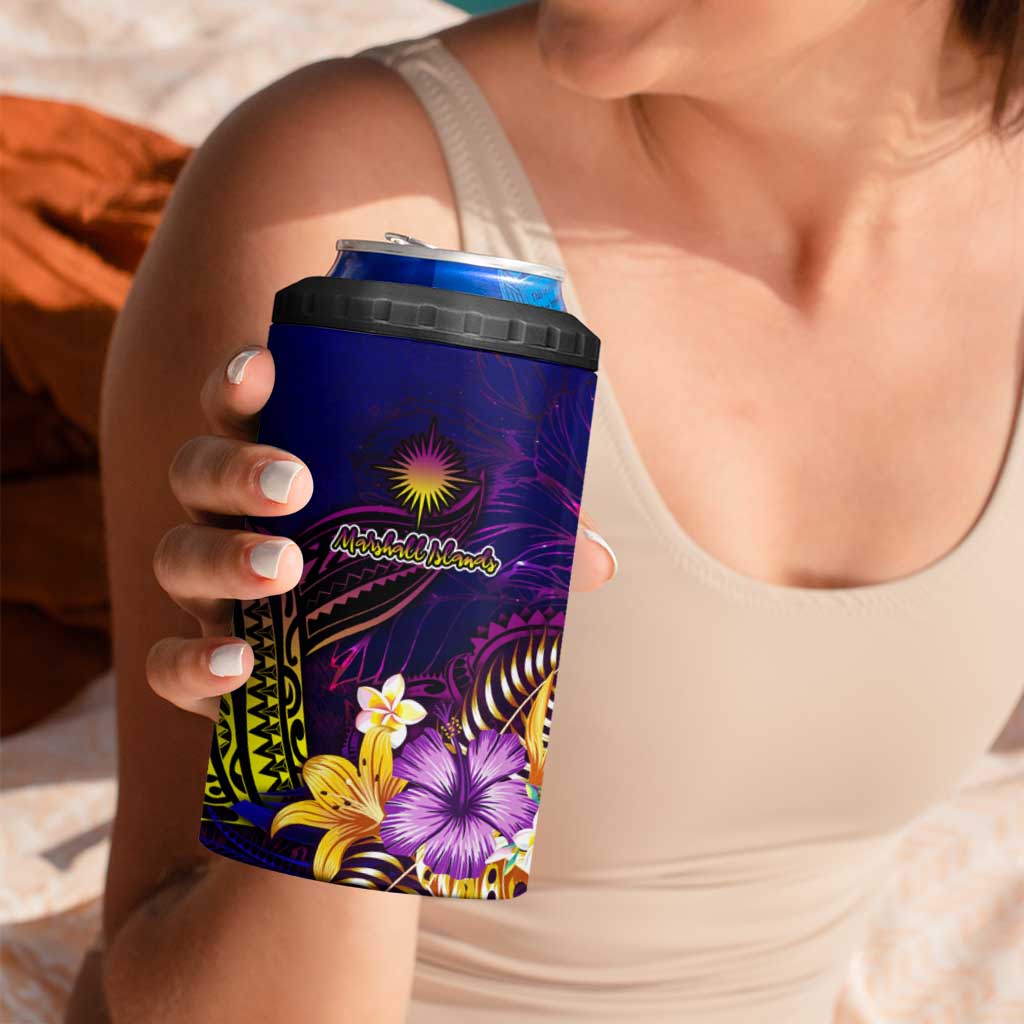 Marshall Islands 4 in 1 Can Cooler Tumbler Whale Hibiscus Polynesian
