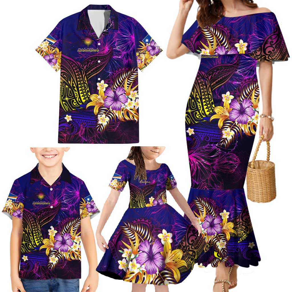 Marshall Islands Family Matching Mermaid Dress and Hawaiian Shirt Whale Hibiscus Polynesian DT02 - Polynesian Pride