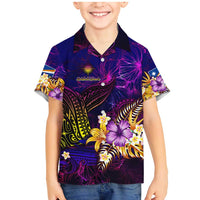 Marshall Islands Family Matching Mermaid Dress and Hawaiian Shirt Whale Hibiscus Polynesian DT02 Son's Shirt Purple - Polynesian Pride