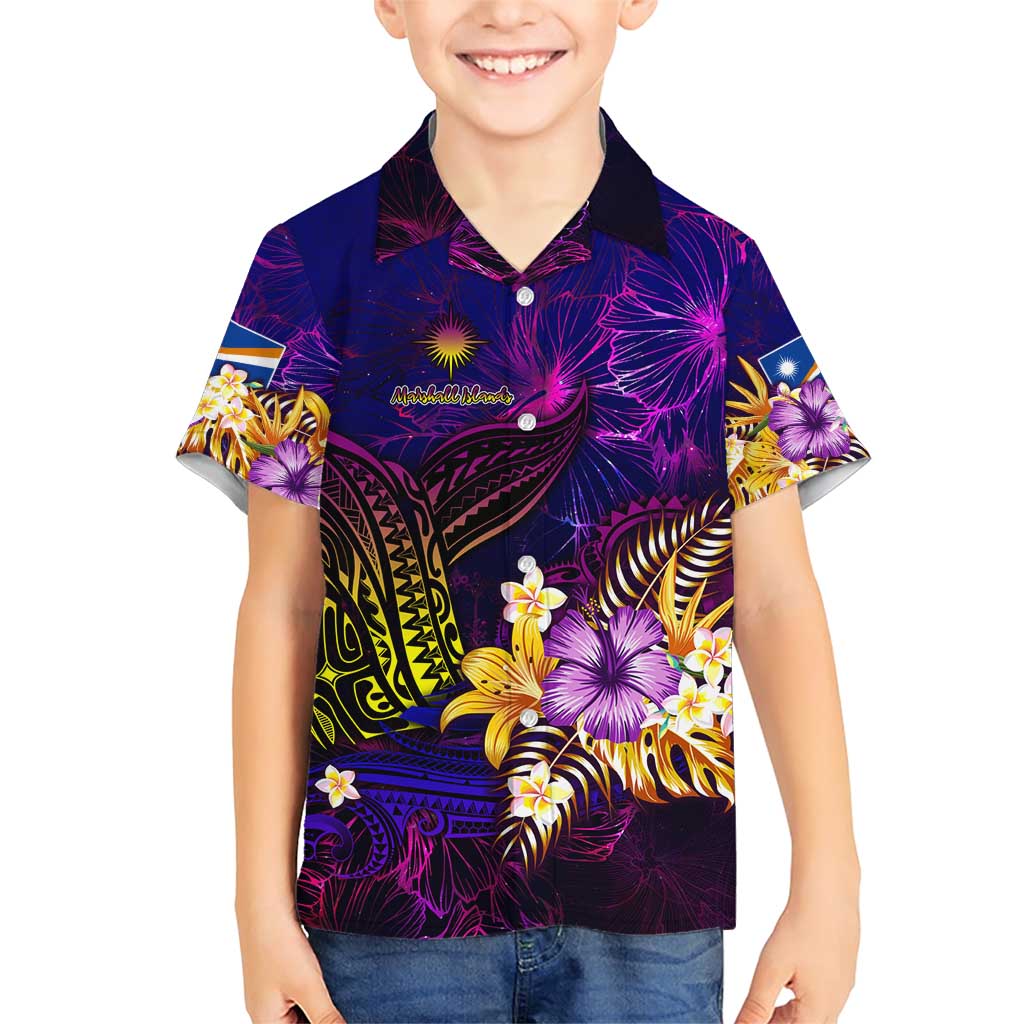 Marshall Islands Family Matching Short Sleeve Bodycon Dress and Hawaiian Shirt Whale Hibiscus Polynesian