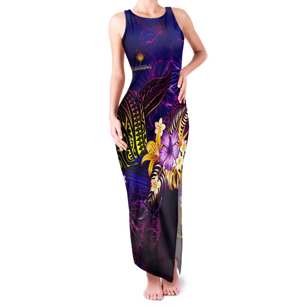 Marshall Islands Family Matching Tank Maxi Dress and Hawaiian Shirt Whale Hibiscus Polynesian DT02 Mom's Dress Purple - Polynesian Pride