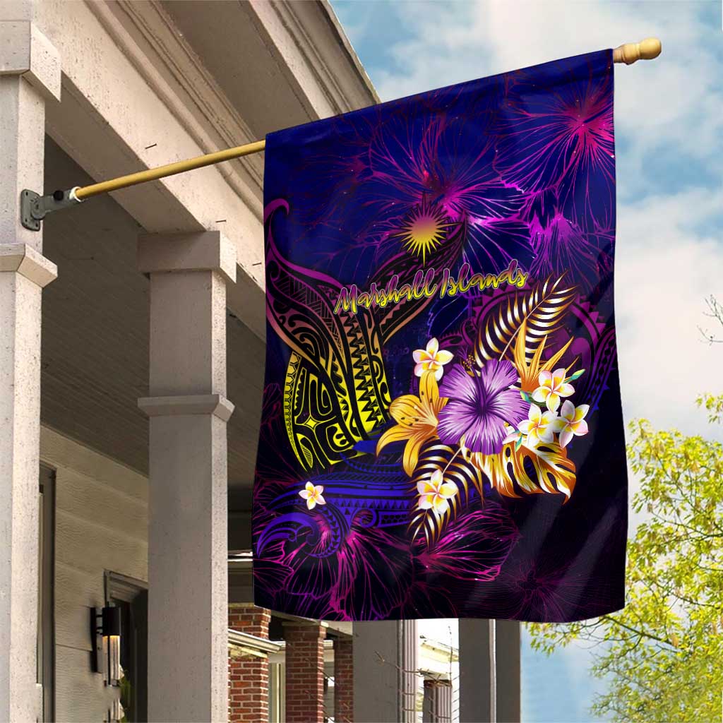 Marshall Islands Garden Flag Whale Hibiscus Polynesian DT02 House Flag Purple - Polynesian Pride