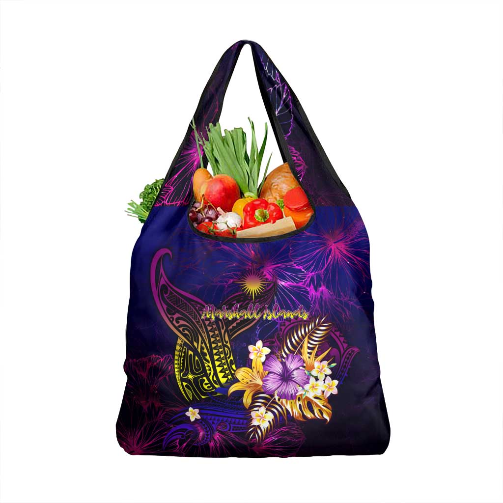 Marshall Islands Grocery Bag Whale Hibiscus Polynesian DT02 1-pack One Size Purple - Polynesian Pride