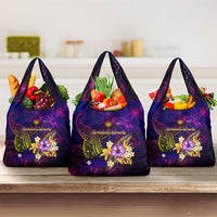 Marshall Islands Grocery Bag Whale Hibiscus Polynesian DT02 3-pack One Size Purple - Polynesian Pride