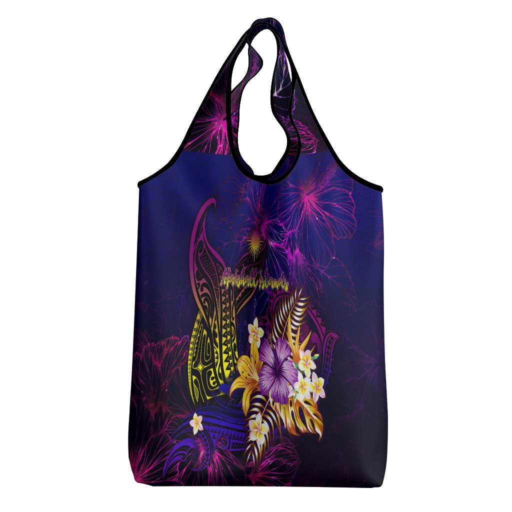 Marshall Islands Grocery Bag Whale Hibiscus Polynesian DT02 - Polynesian Pride
