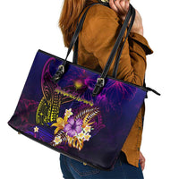Marshall Islands Leather Tote Bag Whale Hibiscus Polynesian DT02 - Polynesian Pride
