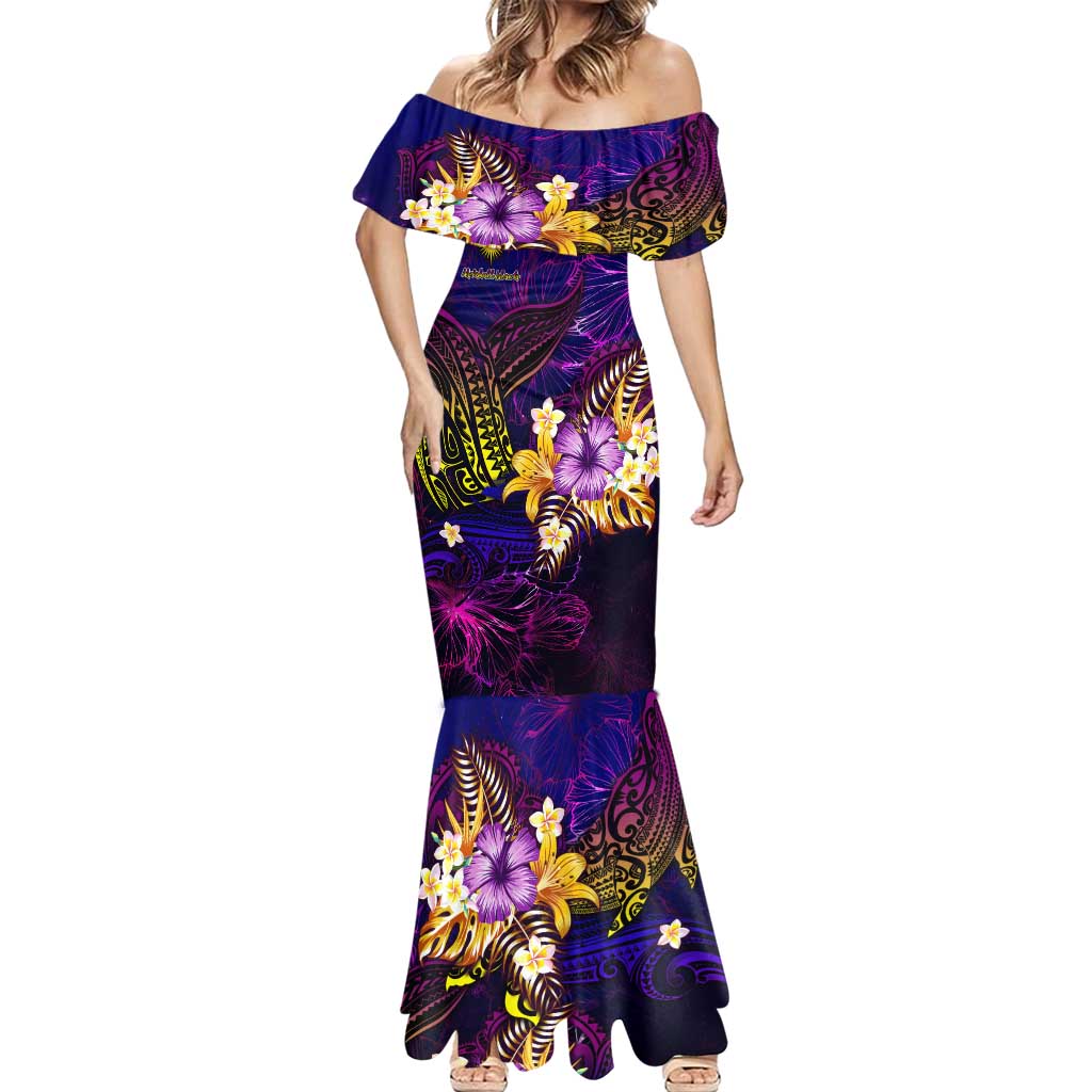 Marshall Islands Mermaid Dress Whale Hibiscus Polynesian