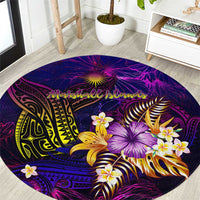 Marshall Islands Round Carpet Whale Hibiscus Polynesian DT02 Purple - Polynesian Pride
