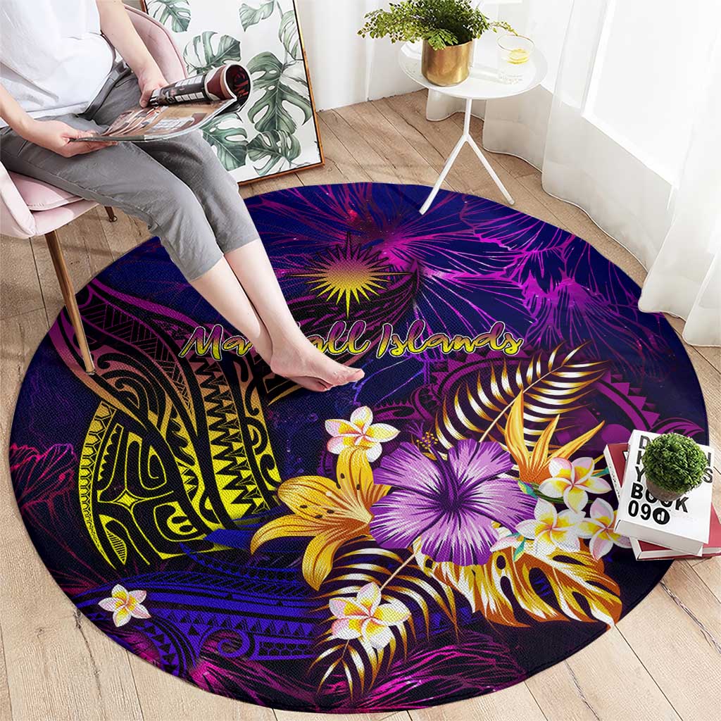 Marshall Islands Round Carpet Whale Hibiscus Polynesian DT02 - Polynesian Pride