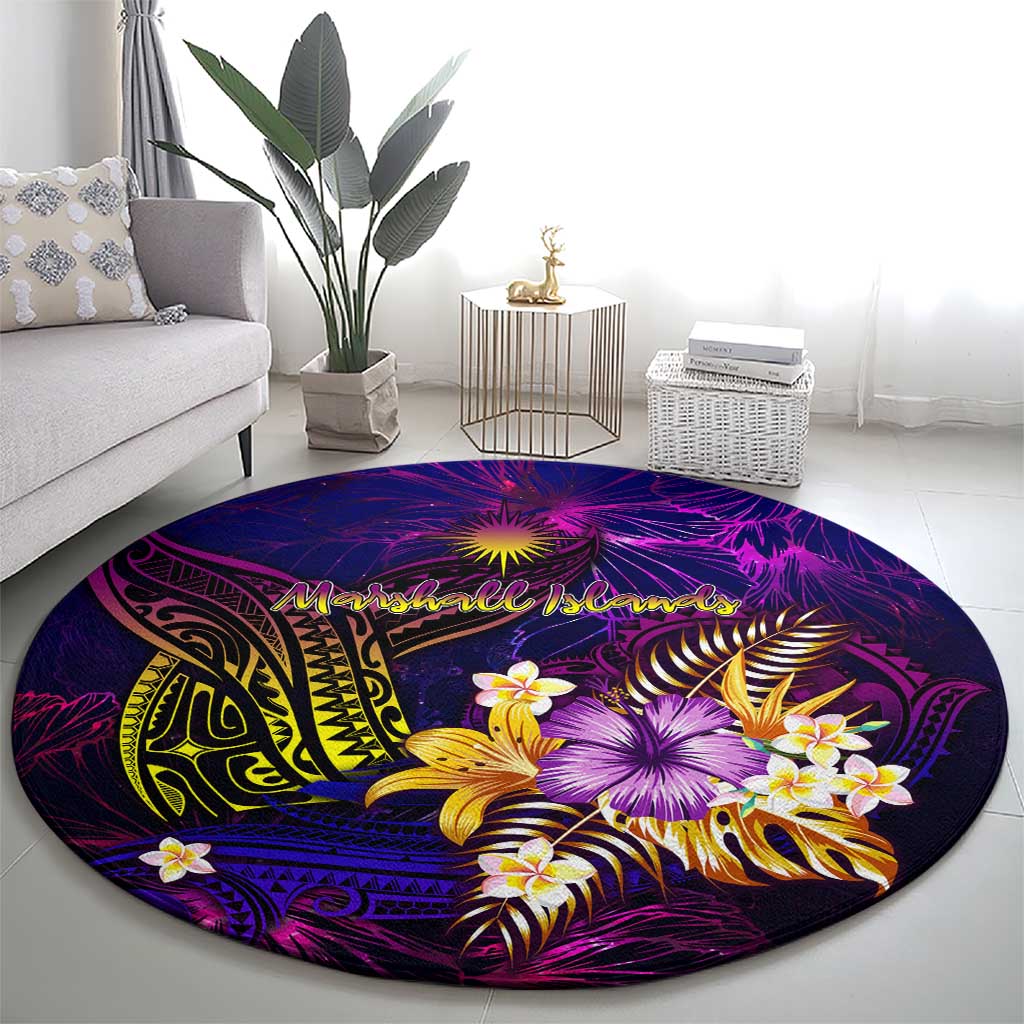 Marshall Islands Round Carpet Whale Hibiscus Polynesian DT02 - Polynesian Pride