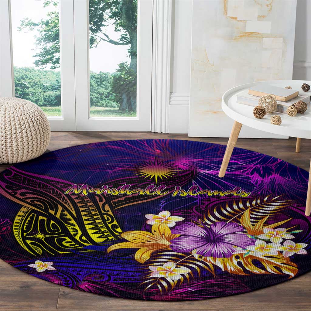 Marshall Islands Round Carpet Whale Hibiscus Polynesian DT02 - Polynesian Pride