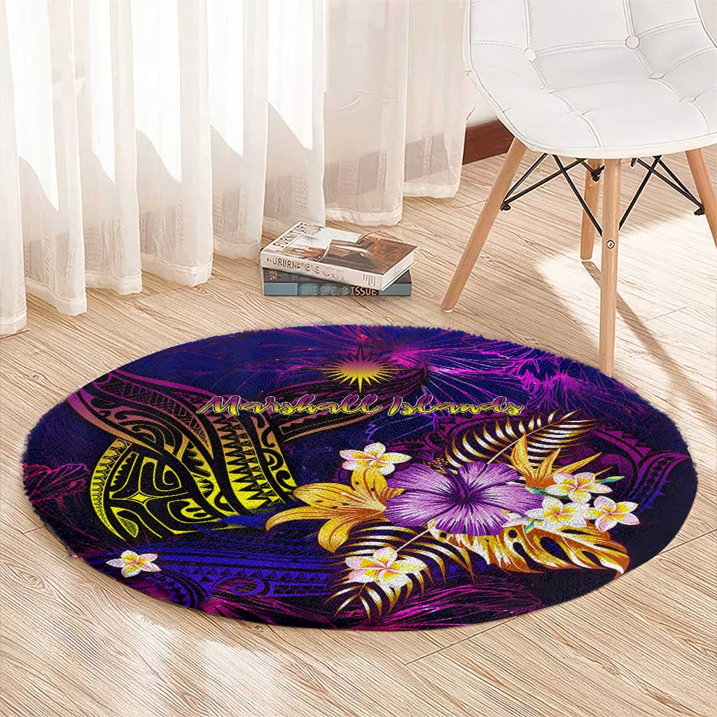 Marshall Islands Round Carpet Whale Hibiscus Polynesian DT02 - Polynesian Pride