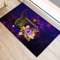 Marshall Islands Rubber Doormat Whale Hibiscus Polynesian