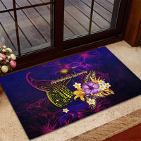 Marshall Islands Rubber Doormat Whale Hibiscus Polynesian