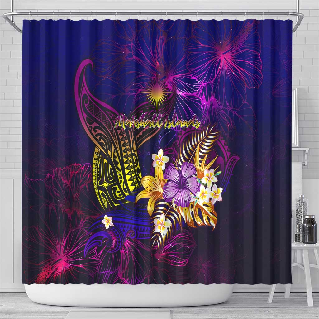 Marshall Islands Shower Curtain Whale Hibiscus Polynesian DT02 - Polynesian Pride