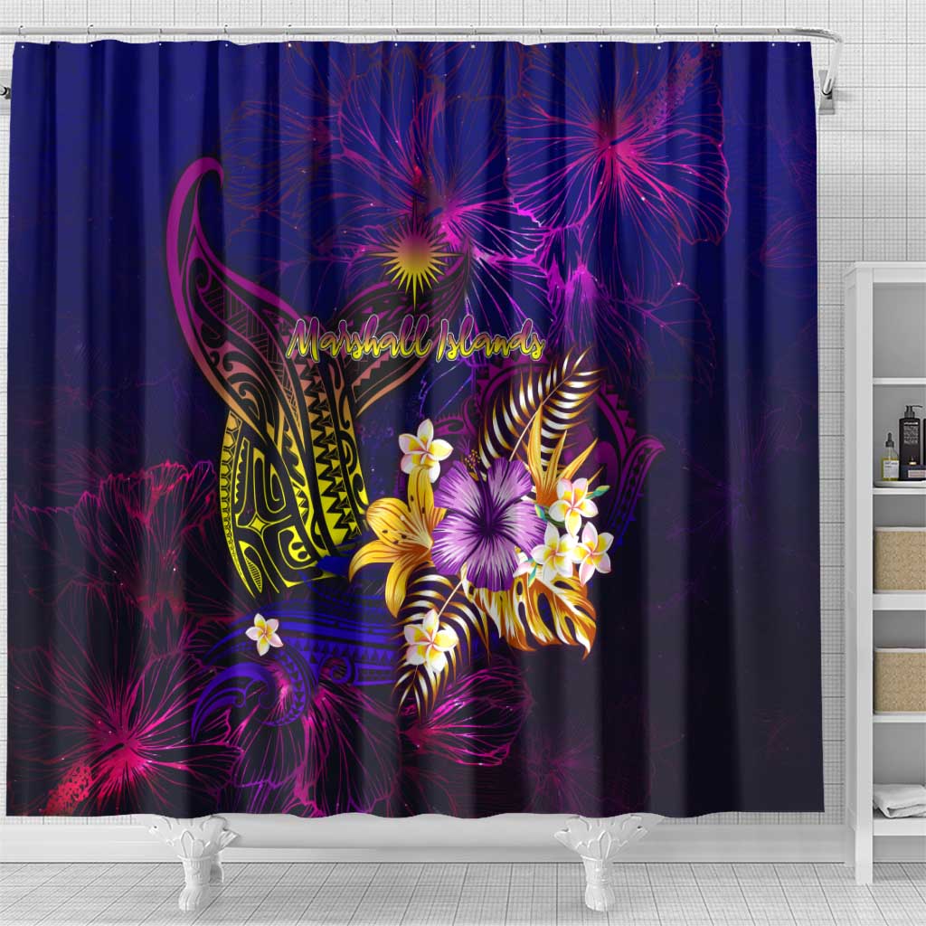 Marshall Islands Shower Curtain Whale Hibiscus Polynesian DT02 - Polynesian Pride
