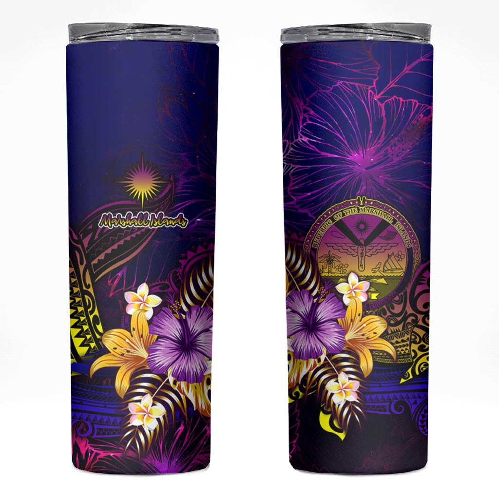 Marshall Islands Skinny Tumbler Whale Hibiscus Polynesian DT02 Purple - Polynesian Pride