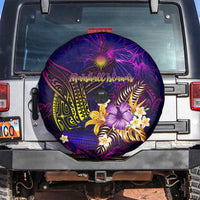 Marshall Islands Spare Tire Cover Whale Hibiscus Polynesian DT02 Purple - Polynesian Pride