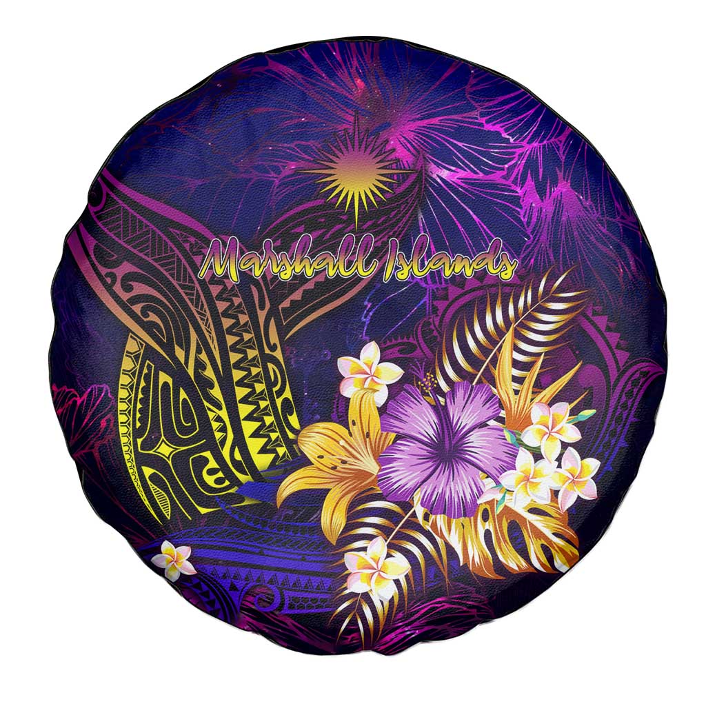 Marshall Islands Spare Tire Cover Whale Hibiscus Polynesian DT02 - Polynesian Pride