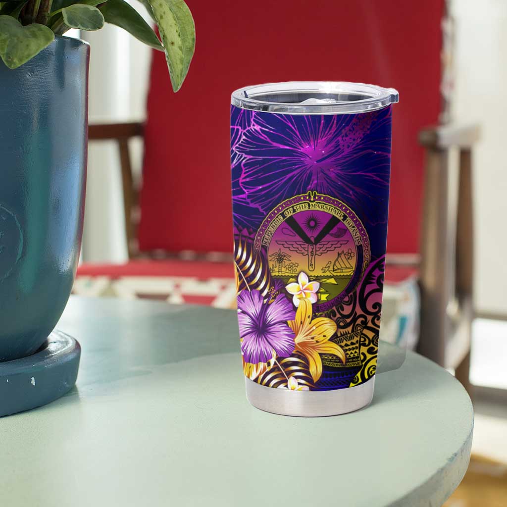 Marshall Islands Tumbler Cup Whale Hibiscus Polynesian