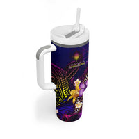 Marshall Islands Tumbler With Handle Whale Hibiscus Polynesian DT02 - Polynesian Pride