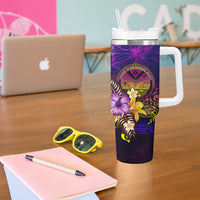 Marshall Islands Tumbler With Handle Whale Hibiscus Polynesian DT02 - Polynesian Pride
