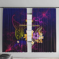 Marshall Islands Window Curtain Whale Hibiscus Polynesian DT02 With Hooks Purple - Polynesian Pride