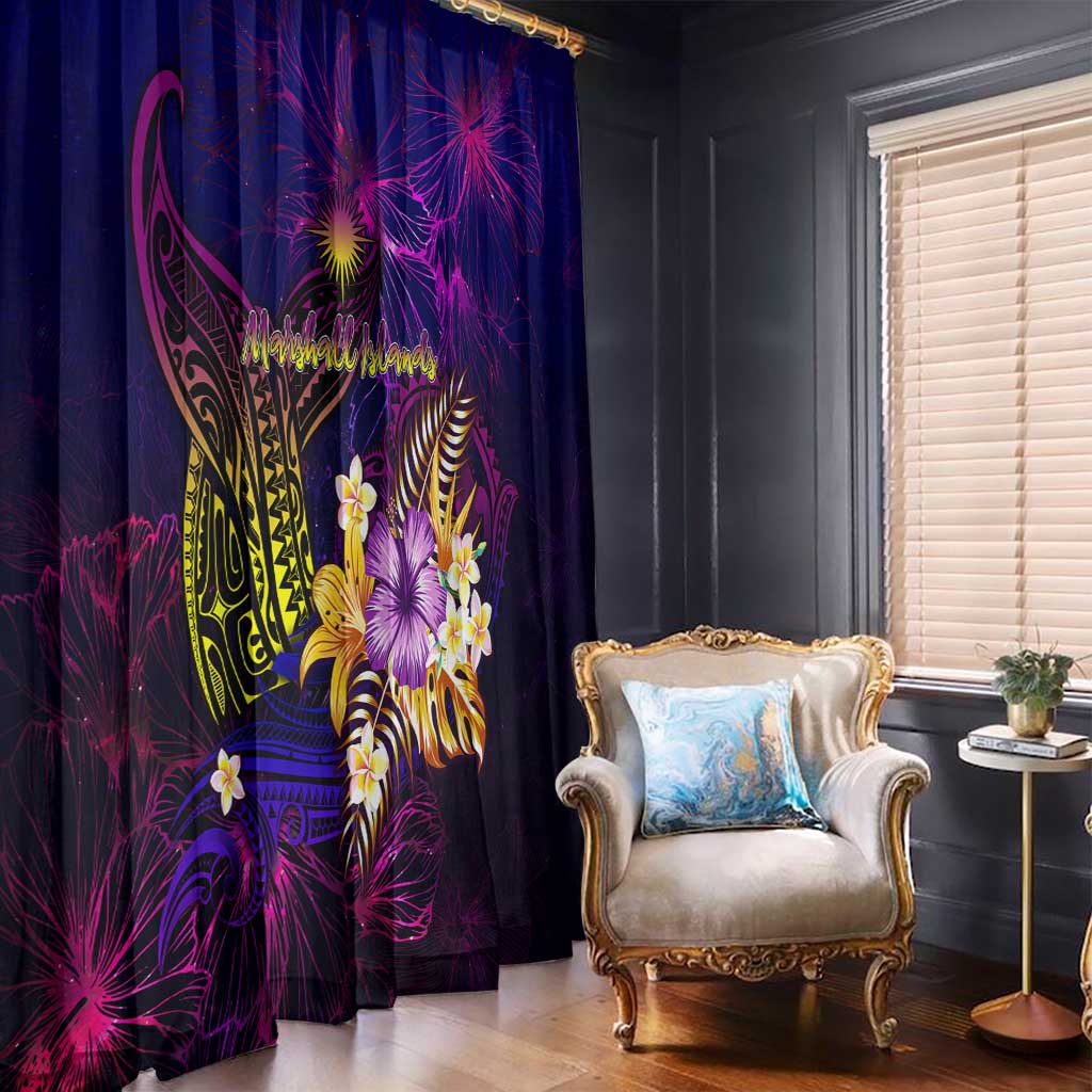 Marshall Islands Window Curtain Whale Hibiscus Polynesian DT02 - Polynesian Pride