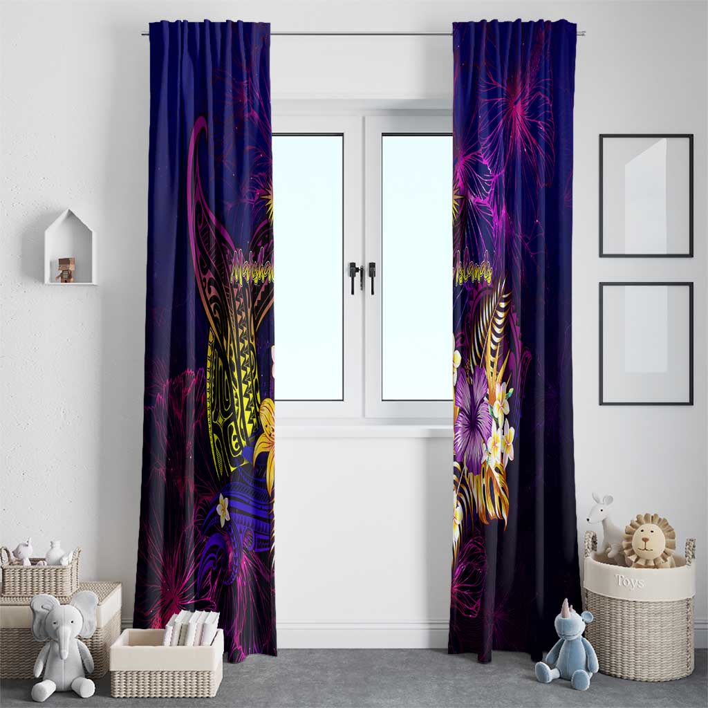 Marshall Islands Window Curtain Whale Hibiscus Polynesian DT02 - Polynesian Pride