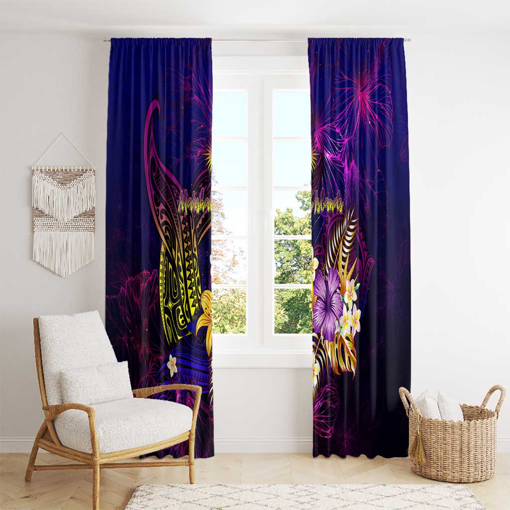 Marshall Islands Window Curtain Whale Hibiscus Polynesian DT02 - Polynesian Pride