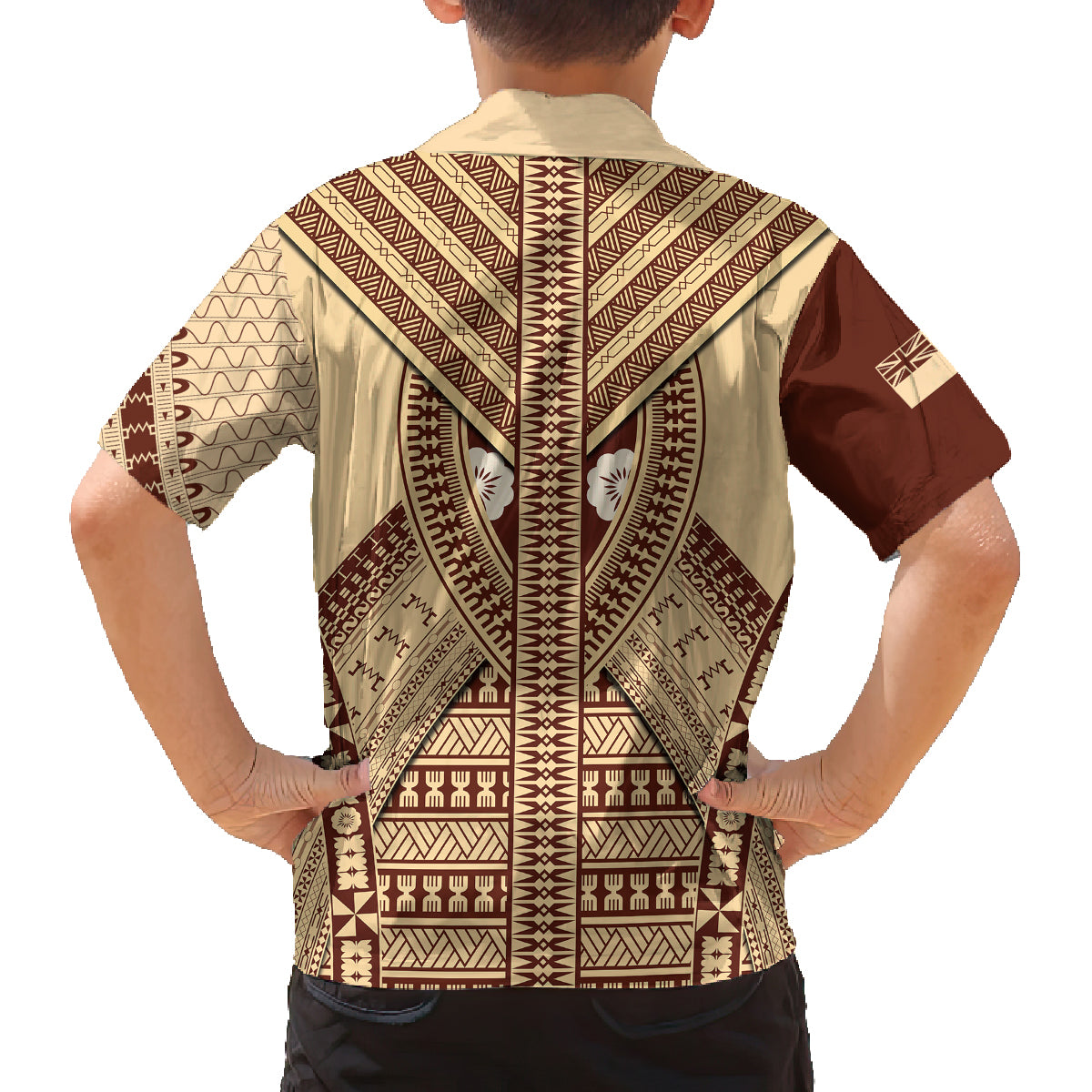 fiji-bula-family-matching-off-shoulder-long-sleeve-dress-and-hawaiian-shirt-tapa-pattern-design