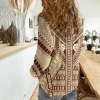 Fiji Bula Women Casual Shirt Tapa Pattern Design DT02 - Polynesian Pride