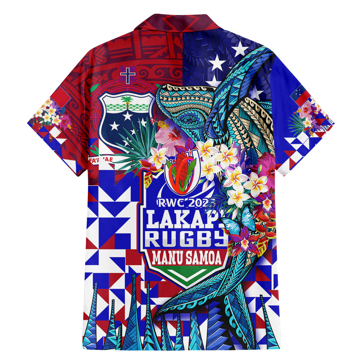 manu-samoa-rugby-2023-family-matching-tank-maxi-dress-and-hawaiian-shirt-humpback-whale-hexagon-tribal-tropical-style