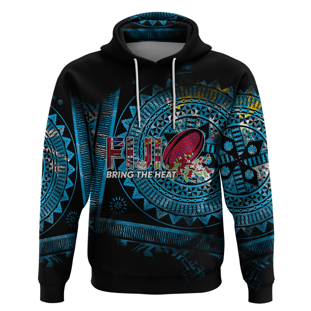 Fiji Rugby Hoodie Bring The Heat DT02 Pullover Hoodie Blue - Polynesian Pride