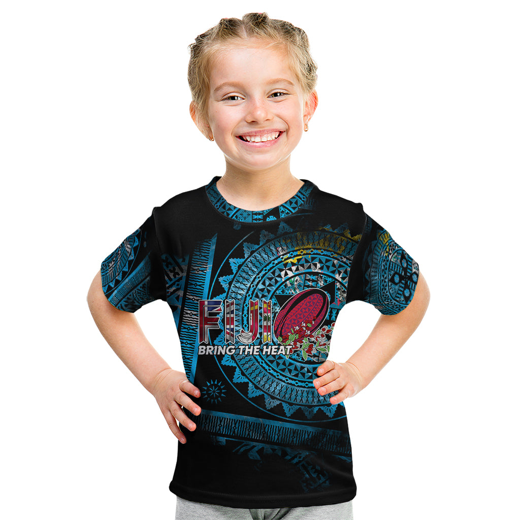 Fiji Rugby Kid T Shirt Bring The Heat DT02 Blue - Polynesian Pride