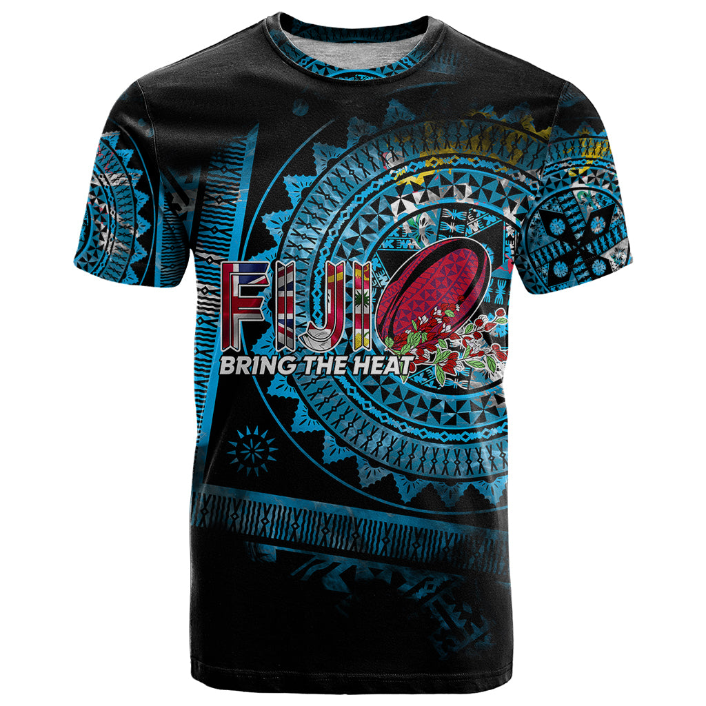 Fiji Rugby T Shirt Bring The Heat DT02 Blue - Polynesian Pride
