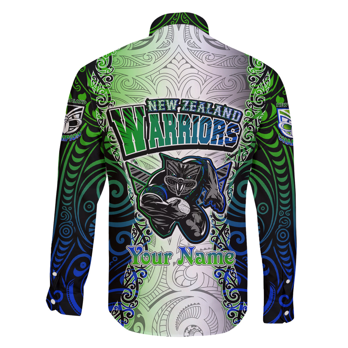 Personalised New Zealand Warriors Family Matching Off Shoulder Maxi Dress and Hawaiian Shirt Maori Silver Fern Green DT02 - Polynesian Pride
