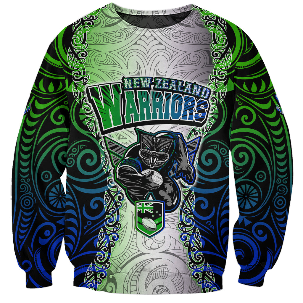 Personalised New Zealand Warriors Sweatshirt Maori Silver Fern Green DT02 Unisex Green - Polynesian Pride