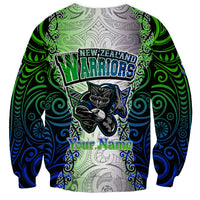 Personalised New Zealand Warriors Sweatshirt Maori Silver Fern Green DT02 - Polynesian Pride