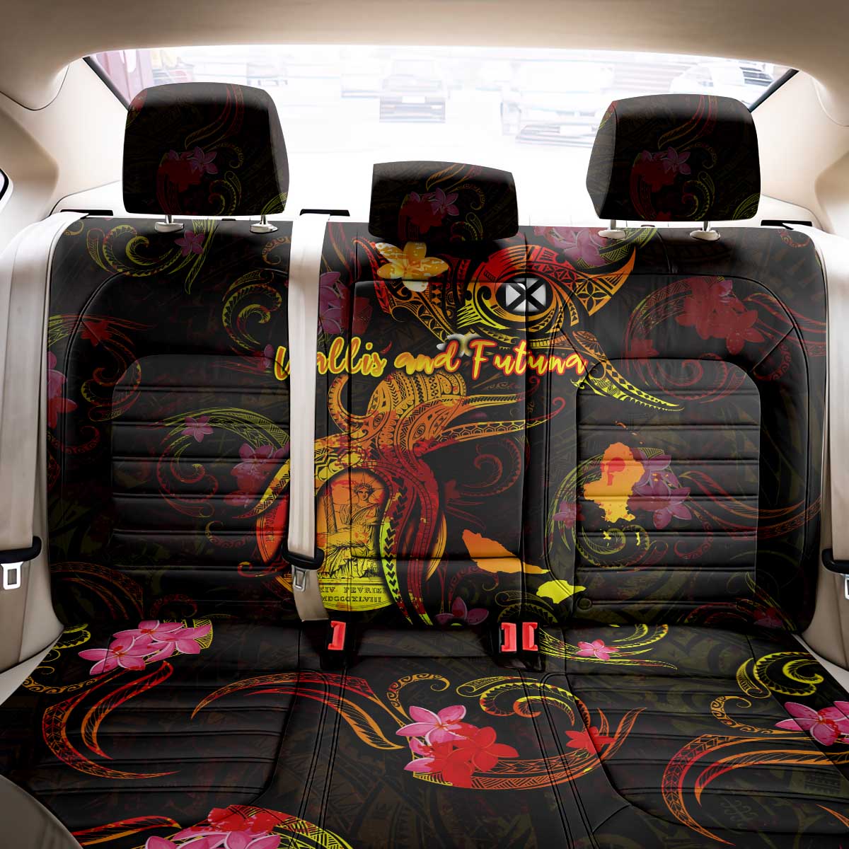 Wallis and Futuna Back Car Seat Cover Octopus Plumeria Polynesian Tattoo