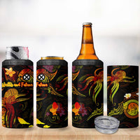Wallis and Futuna 4 in 1 Can Cooler Tumbler Octopus Plumeria Polynesian Tattoo DT02 - Polynesian Pride