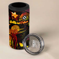 Wallis and Futuna 4 in 1 Can Cooler Tumbler Octopus Plumeria Polynesian Tattoo DT02 - Polynesian Pride